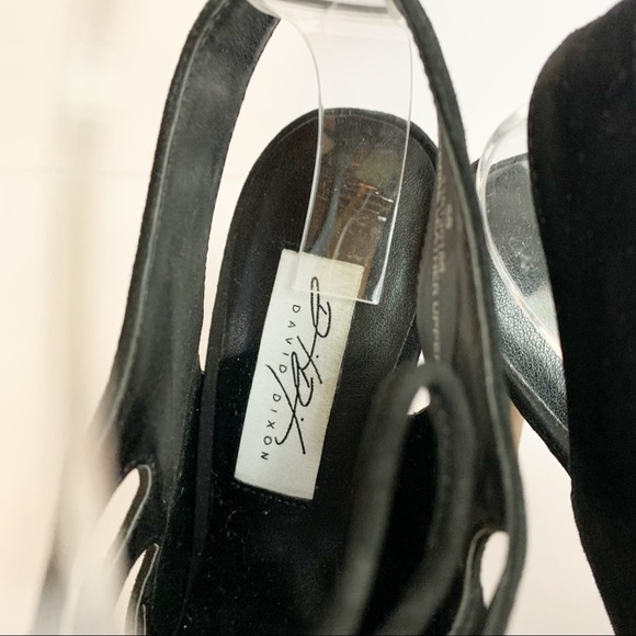 David Dixon Black Velvet Tie Up Front Cage Heel Women’s Size 7 - Picture 3 of 13